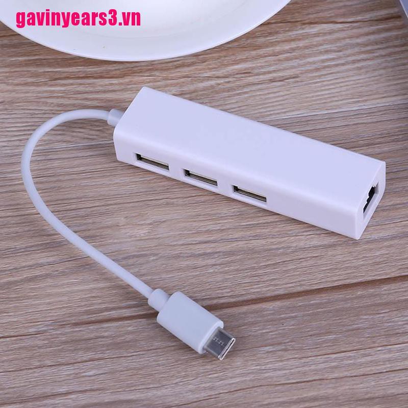 {GAV3}USB-C USB 3.1 Type C to USB RJ45 Ethernet Lan Adapter Hub Cable for Macbook PC