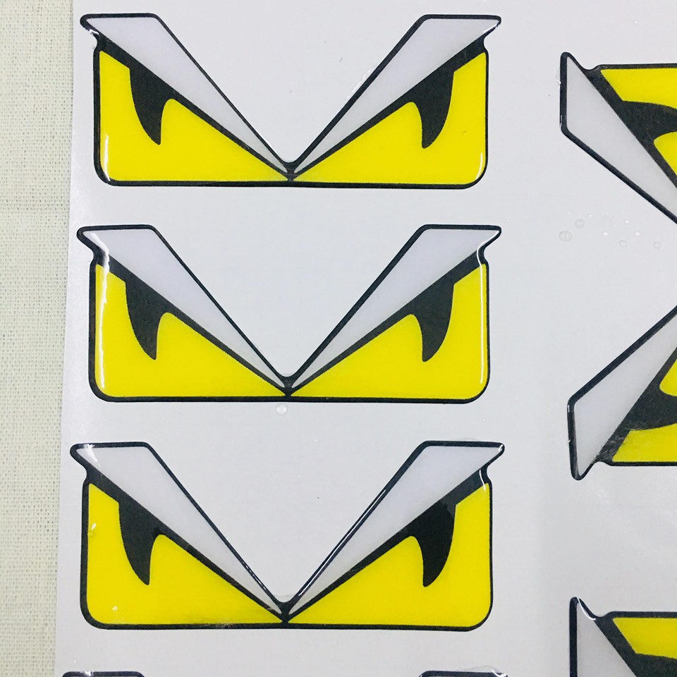 [CHÚ Ý] Bộ tem hoạt hình dán xe máy, tem logo đổ nhựa kiểu mắt cú cá tính