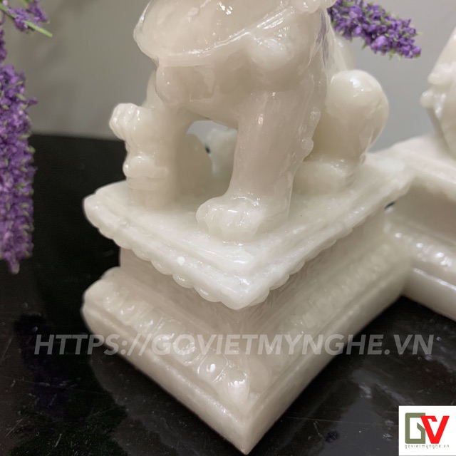 Cặp 2 tượng kỳ lân trang trí phong thủy - Cao 12cm - Màu trắng đá non nước | BigBuy360 - bigbuy360.vn