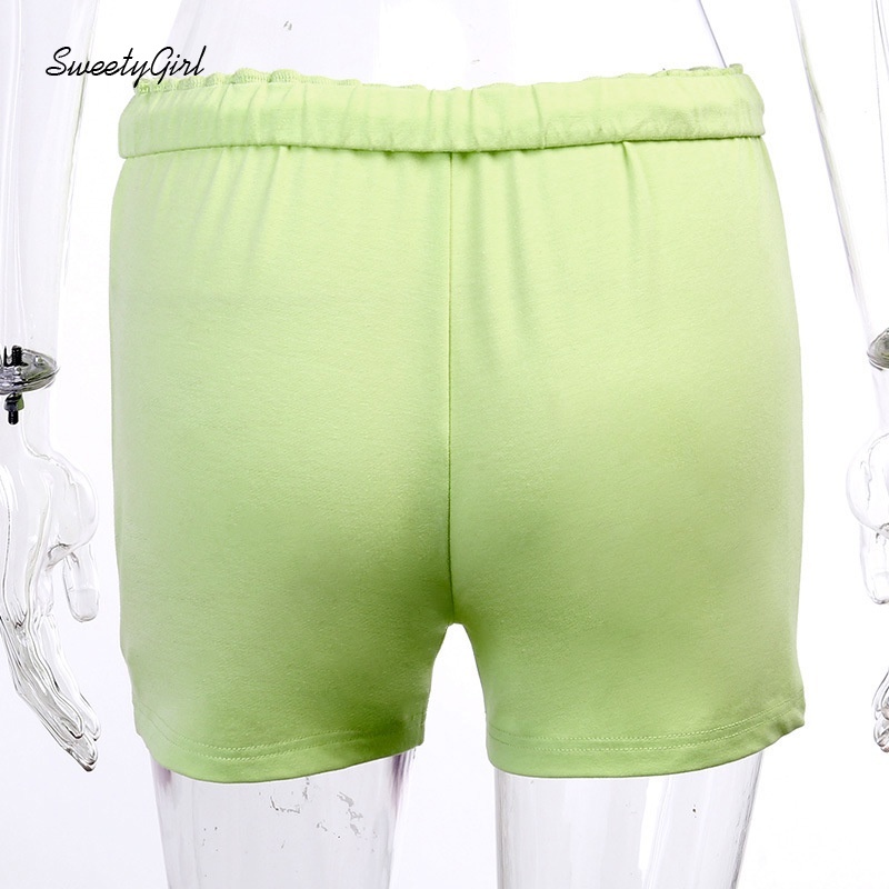 Quần Short Thể Thao Lưng Cao Co Giãn Màu Trơn Thời Trang Cho Nữ