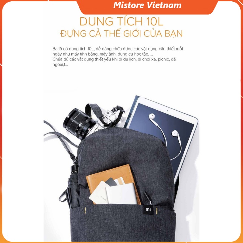 Balo du lịch Xiaomi Mi Casual Daypack - Balo Mini Đeo Vai Xiaomi Backpack - Chống Nước - Nhỏ Gọn - Xinh Xắn - Chính Hãng