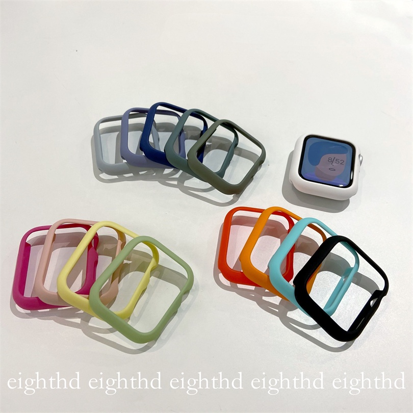 Ốp Bảo Vệ Nửa Mặt Đồng Hồ Thông Minh Bằng PC Kích Thước 41mm 45mm 44mm 42mm 40mm 38mm 7 6 SE 5 4 3 2 1