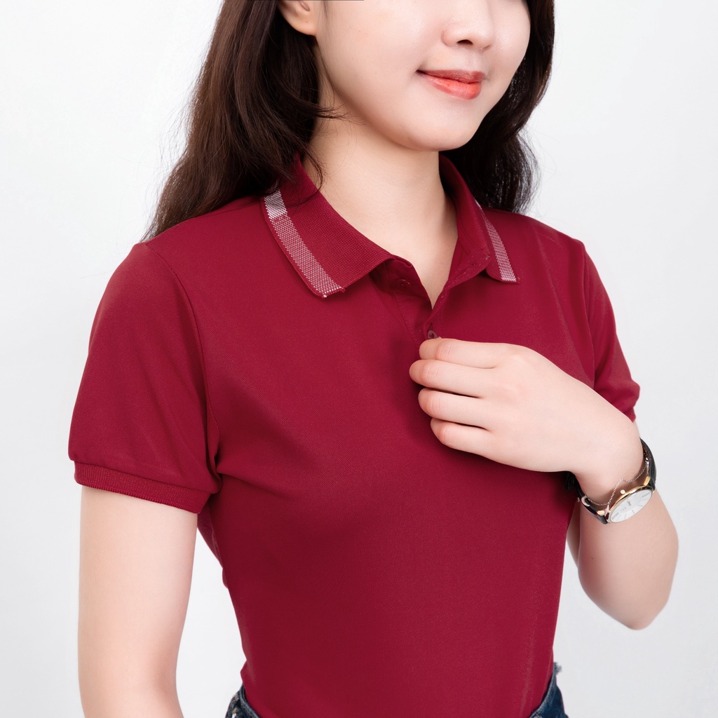 Áo polo nữ cộc tay có cổ thiết kế kế viền trơn - PANOSI - A92