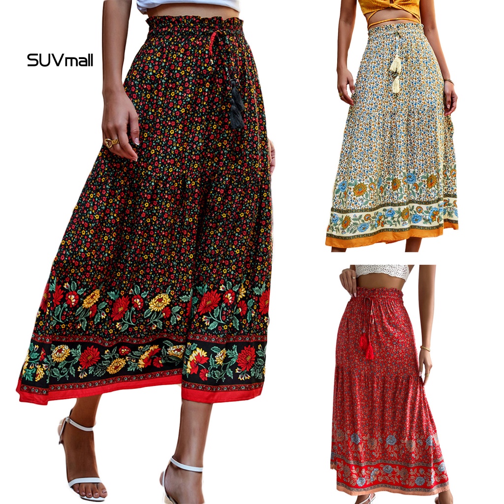 Chân Váy Dài Họa Tiết Hoa Phong Cách Boho Thời Trang Mùa Hè Thoải Mái