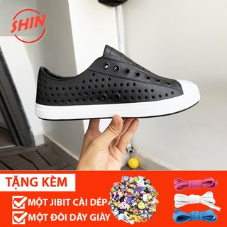 giày native💖FREESHIP💖giày native họa tiết đen mũi trắng SHINNATIVE1V9 tặng thêm 2 jibitz