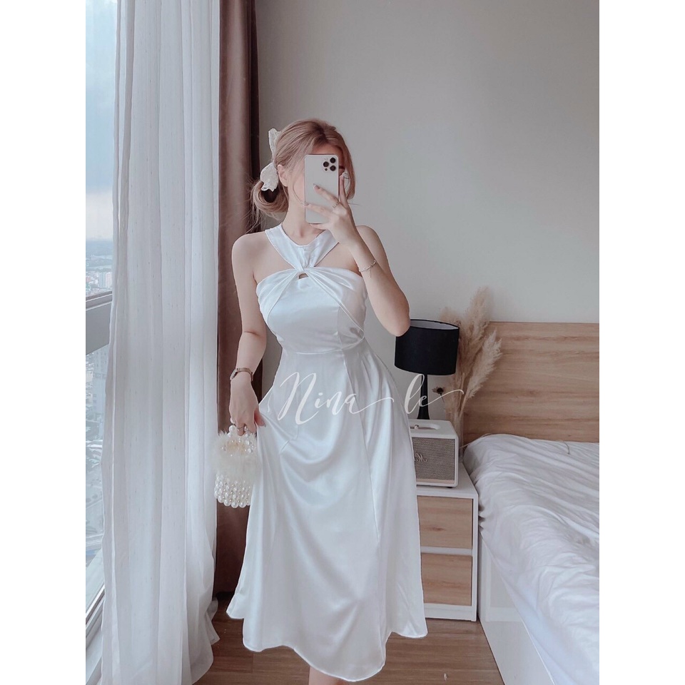 Đầm lụa siêu đẹp với chất liệu mềm, min, có mút tôn dáng đẹp