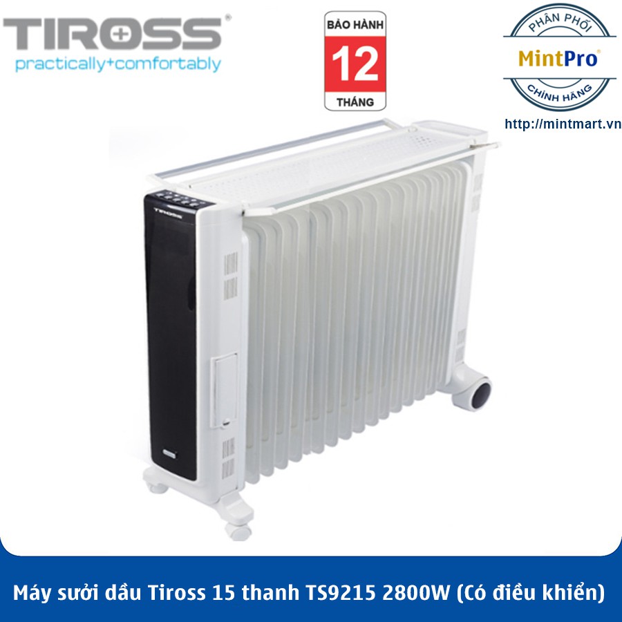 Máy sưởi dầu Tiross 15 thanh TS9215 2800W (Có điều khiển) - Hàng Chính Hãng