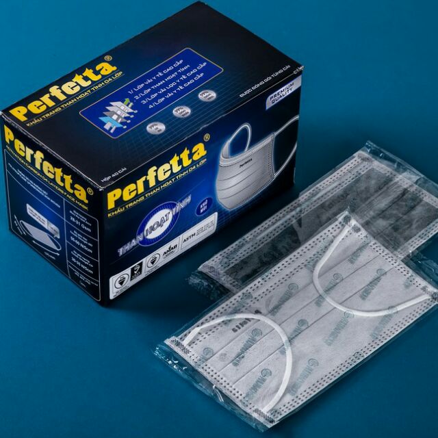 🇻🇳 Khẩu trang Perfetta than hoạt tính(có logo) 4 lớp (hộp 40 cái) Activision Carbon | BigBuy360 - bigbuy360.vn