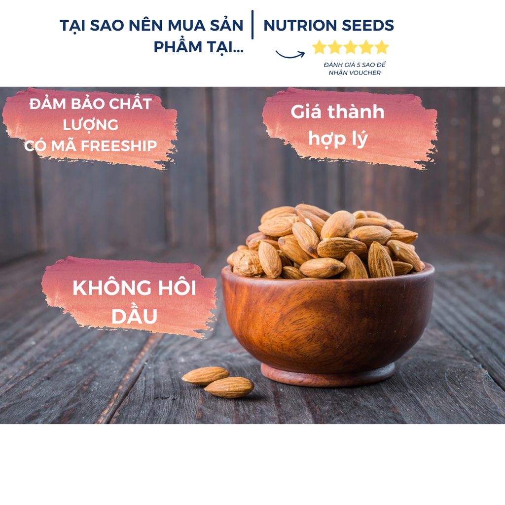 Hạnh nhân sống tách vỏ dùng để làm sữa, làm bánh Mourad túi 500g