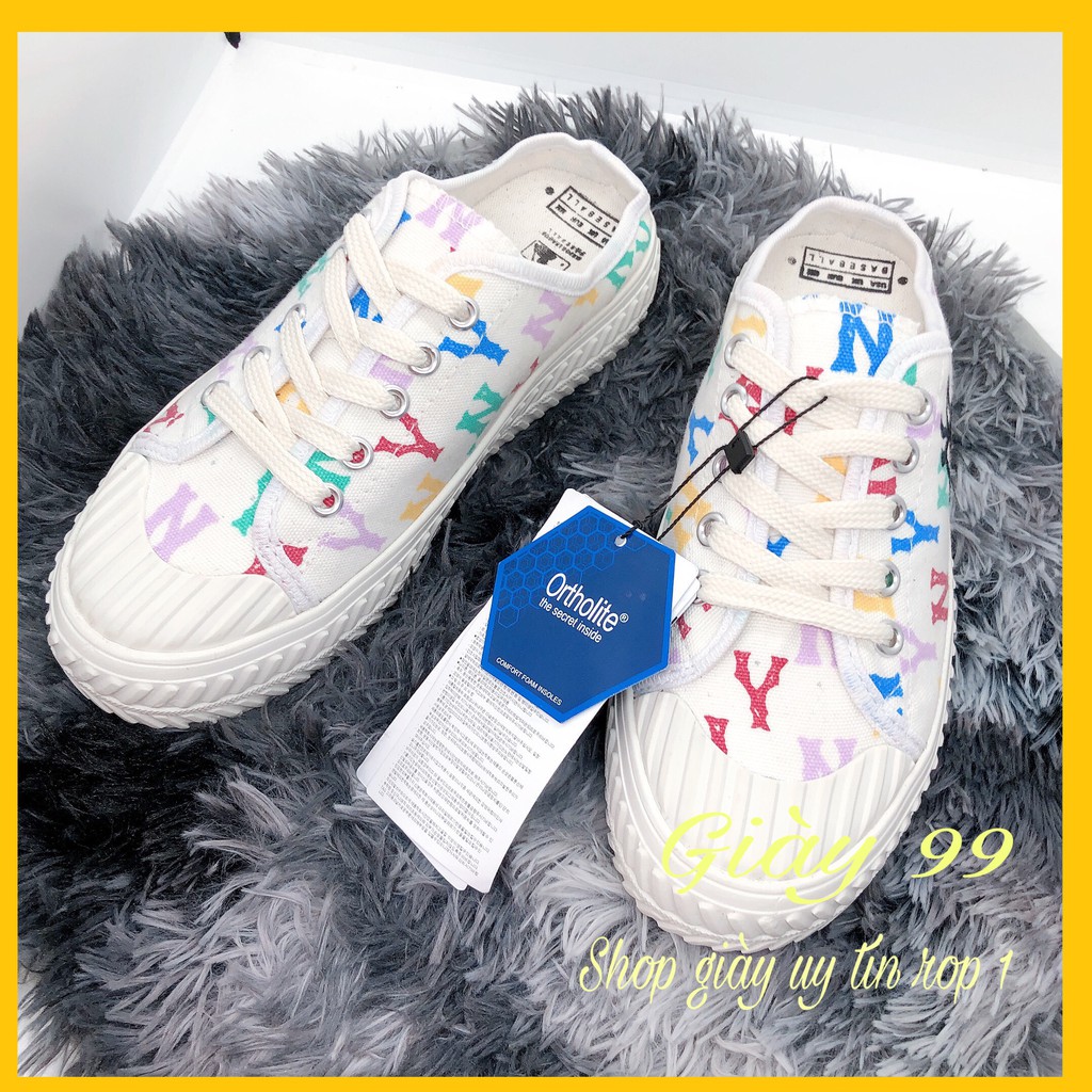 Giày Sneaker Nữ Sục Đạp Gót n,Y Trắng Họa Tiết Cao Cấp- Giày 99 | BigBuy360 - bigbuy360.vn