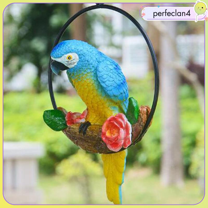 Tượng Vẹt Nhân Tạo Bằng Nhựa Resin Nhân Tạo Có Vòng Kim Loại Trang Trí Sân Vườn