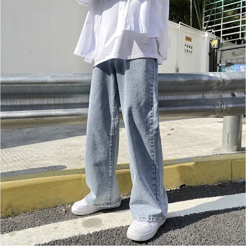 Quần jean Dhclothes suông ống rộng nam nữ - quần bò rộng cạp cao , hottrend 2022-Q4