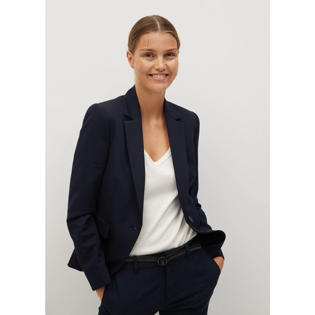 Áo khoác nhẹ Mango 87042007 Fitted essential suit jacket size S Navy