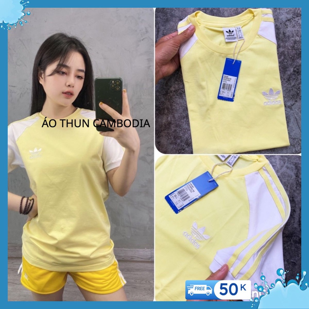 áo thun CLFN 3-Stripes Tee Intense Lemon Made in Cambodia full tag code