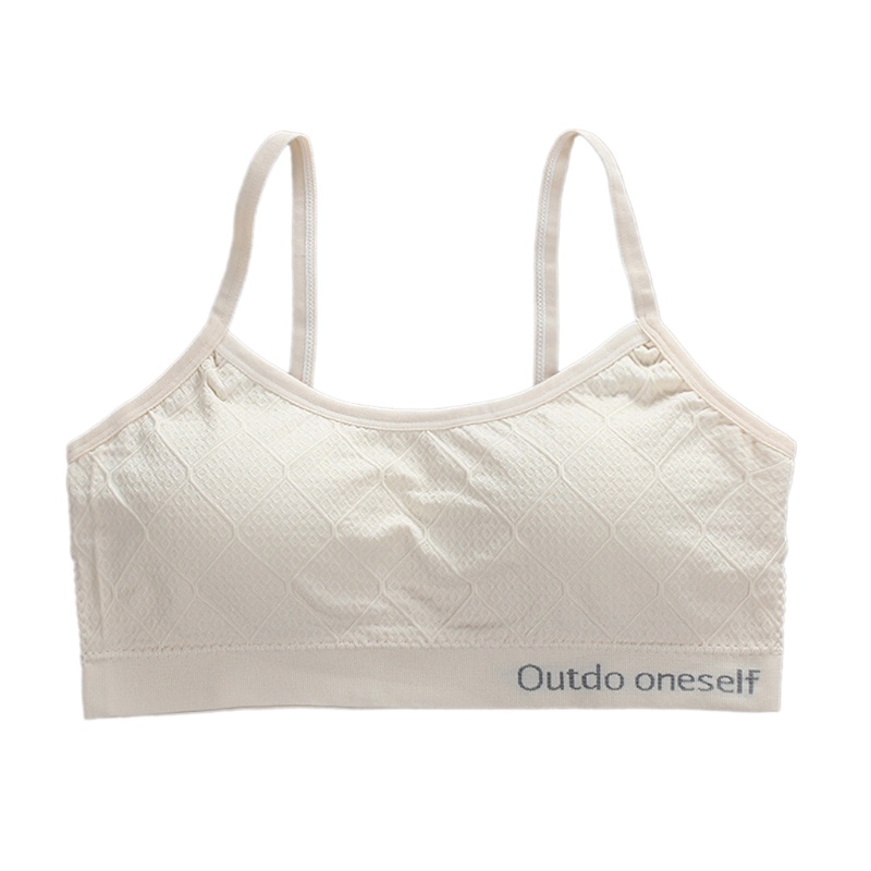 Haha Puberty Áo Ngực Thể Thao Bằng Cotton Dây Có Đệm Tháo Rời Họa Tiết Hình Học / Chữ Cái Cho Nữ