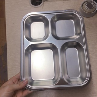 khay cơm inox 4 ngăn ( combo 10 bộ cả nắp )