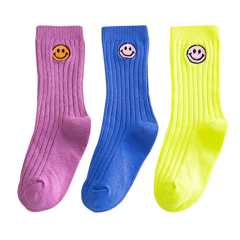 ~ Shuofeng shuofeng ~ Vớ Cotton Trơn Màu Sắc Kẹo Dạ Quang Phiên Bản Hàn Quốc Dành Cho Bé Trai Bé Gái