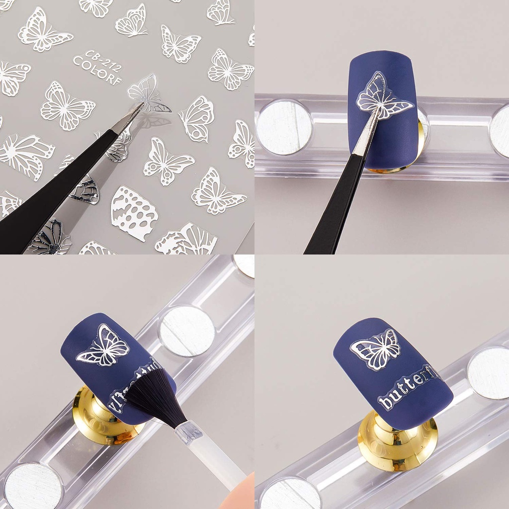 (Hàng Mới Về) Set 12 Tấm Nhãn Dán Trang Trí Móng Tay Tự Làm Hình Bướm 3d Dành Cho Nữ
