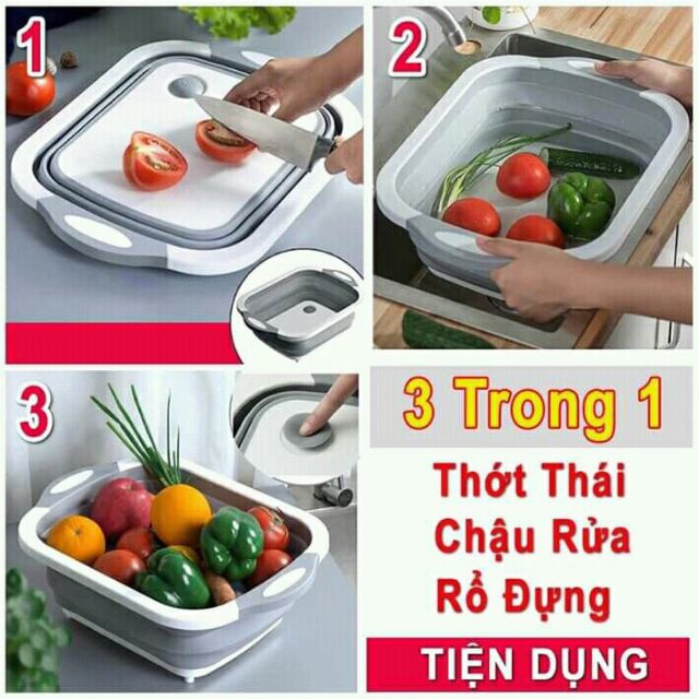 Bộ Thớt Kèm Chậu Gấp Gọn Đa Năng