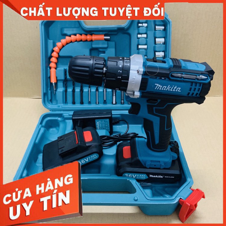 [Mã HAION giảm 20k đơn từ 500k] Máy khoan pin Makita 36V với 3 chức năng có búa - Tặng kèm 24 chi tiết