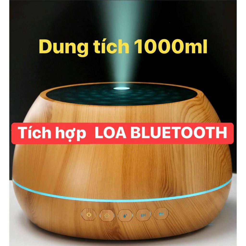 Máy Xông Tinh Dầu Có Loa BLUETOOTH Bí Ngô Vân Gỗ Dung Tích Lớn 1000ml | Vừa Tỏa Hương Thơm, Vừa Nghe Nhạc Thư Giãn