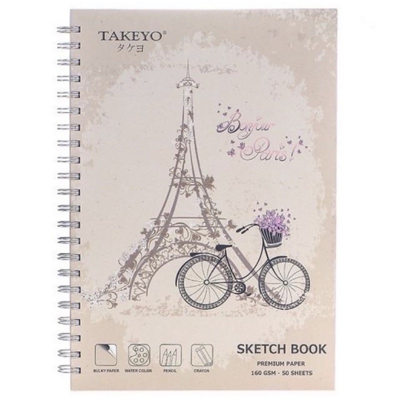 Sổ vẽ lò xo Takeyo gáy dọc 160gsm 50 trang A4