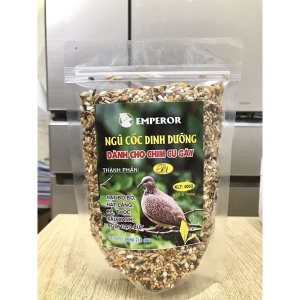 Hạt ngũ cốc chim cu gáy Emperor đóng gói túi zip trong suốt, thức ăn cu gáy hàng chính hãng