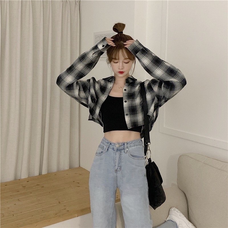 [ SẴN ] Áo khoác caro croptop | BigBuy360 - bigbuy360.vn