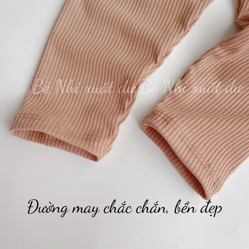 Bộ quần áo thu đông len tăm/ thun gân dài tay cổ trụ 4 nút cho bé trai, bé gái