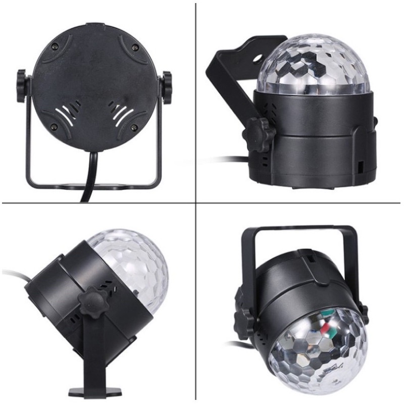 Đèn led xoay 7 màu hình cầu đèn chớp dùng trong sân khấu, quán bar, trang trí ngày Tết