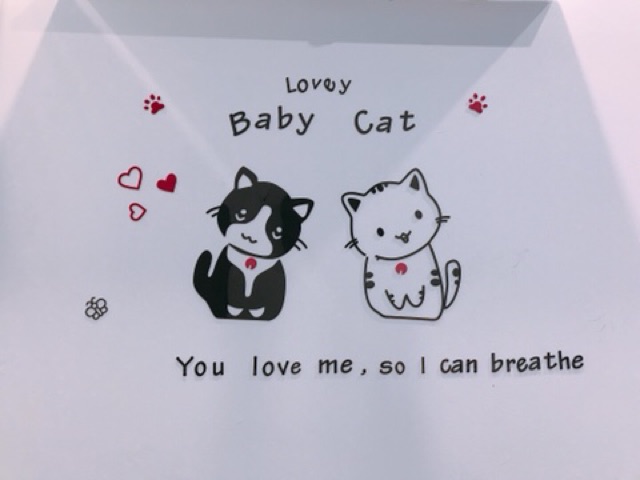 Tranh dán tường mica 3d babycat trang trí phòng ngủ, góc học tập, khu vui chơi cho bé