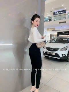 Quần legging 2 khuy cạp cao