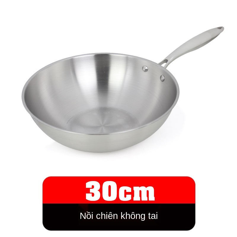 ✲Chảo chống dính không dầu của Đức inox 304 gia dụng tráng nồi nấu bếp từ dùng gas