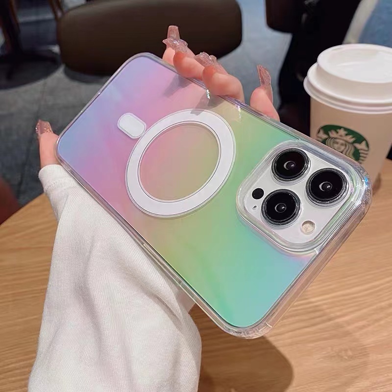 Ốp Điện Thoại TPU Acrylic Trong Suốt Chống Sốc Từ Tính Sang Trọng Cho iPhone 14 13 12 11 Pro Max