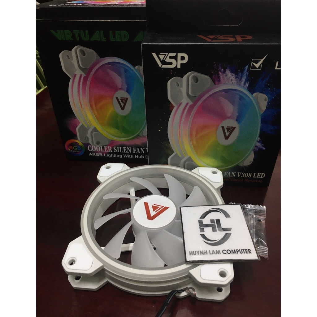 Fan Case 12cm VSP V308 LED RGB tự đổi màu (không đồng bộ Hub) - Chính hãng VSP