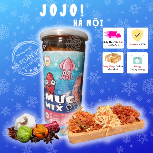 Mực mix 3 loại 300g JOJO Đồ ăn vặt hà nội vừa ngon vừa rẻ