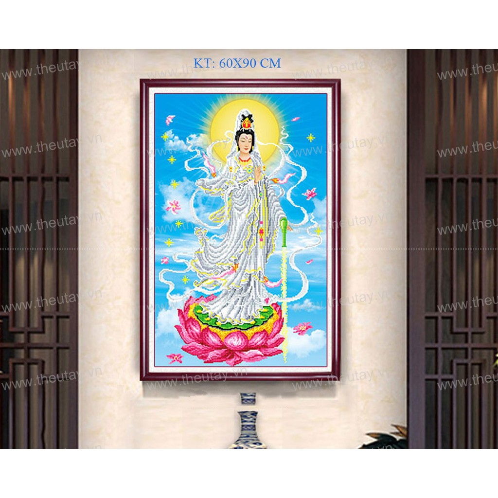Tranh Đính Đá ABC 3D Quan Thế Âm Bồ Tát DF2289 , LG1426  KT:60X90CM