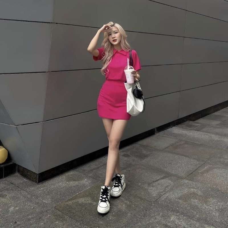 N.T BIGSIZE set váy áo thun polo