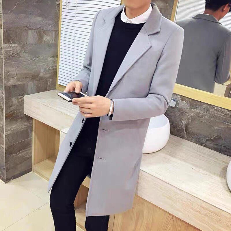 ∈✢(QUÀ TẶNG K.TRANG HOẶC TẤT)Áo măng tô nam, áo khoác dạ dáng dài Hàn Quốc dày dặn - pando AD030