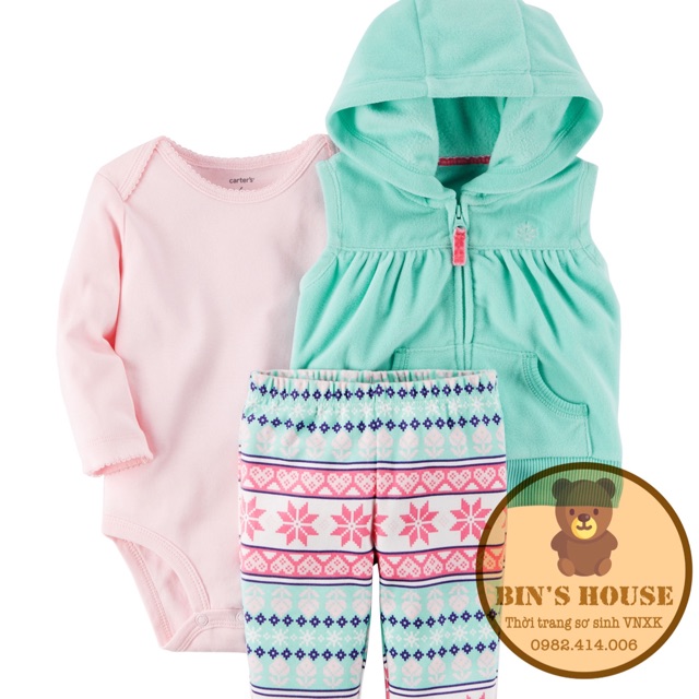 Set 3 chi tiết Carter cho bé gái sz 6/9m