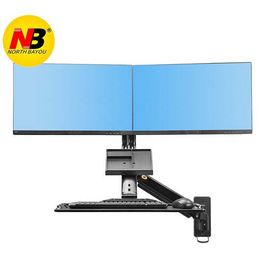 Giá Treo 2 Màn Hình Máy Tính Treo Tường Kết Hợp Giá Đỡ Bàn Phím NB - MC27-2A