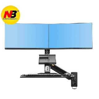 Giá Treo 2 Màn Hình Máy Tính Treo Tường Kết Hợp Giá Đỡ Bàn Phím NB - MC27-2A [ Dùng cho màn hình 14"-27" ]