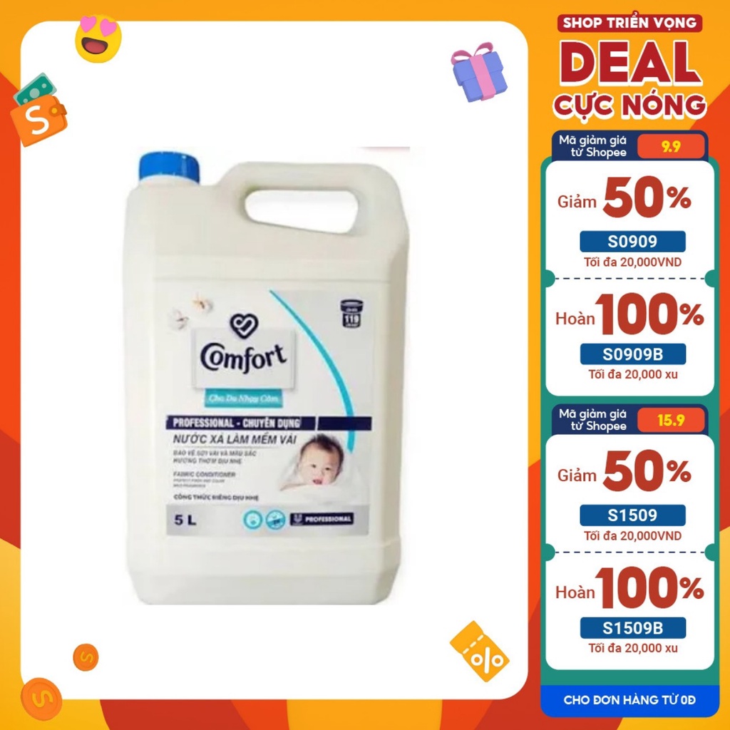 0Nước Xả Comfort Chuyên Dụng Làm Mềm Vải Da Nhạy Cảm Can 5 Lít