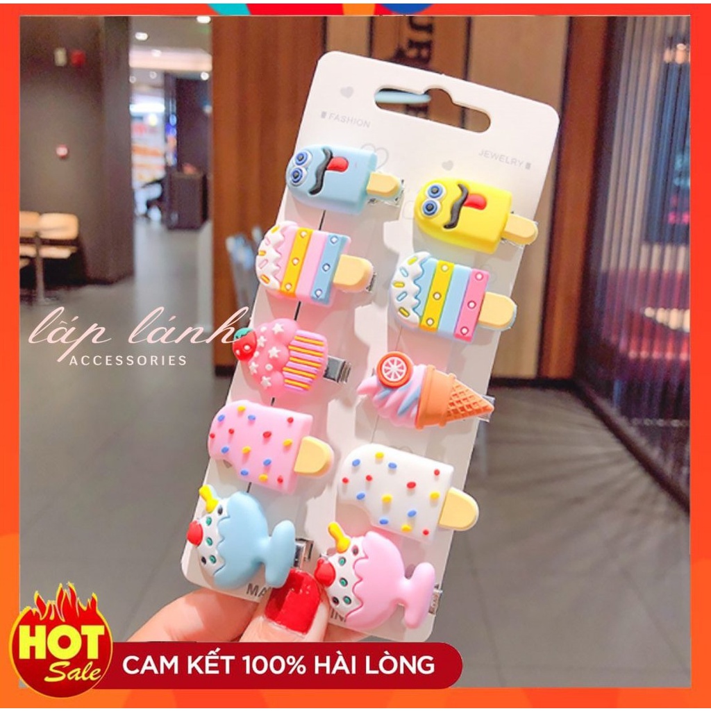 [Có sẵn] SET KẸP MÁI KẸO NGỌT 10 CÁI ĐỦ MÀU SẮC ĐÁNG YÊU DỄ THƯƠNG KMKID01