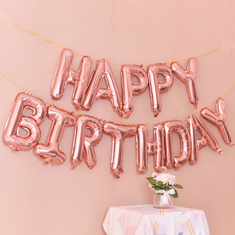 Bộ Bong Bóng Phôi Nhôm Hình Chữ Happy Birthday Dùng Trang Trí Tiệc Sinh Nhật