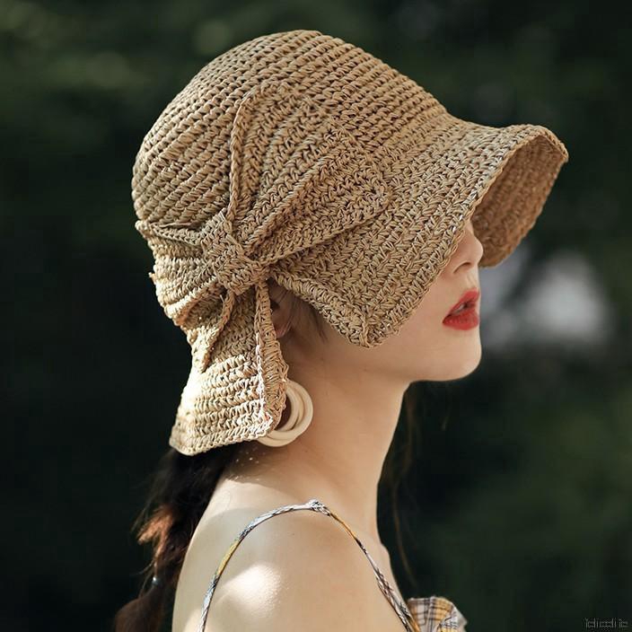 Nón cói tai bèo đính nơ phong cách vintage dành cho nữ