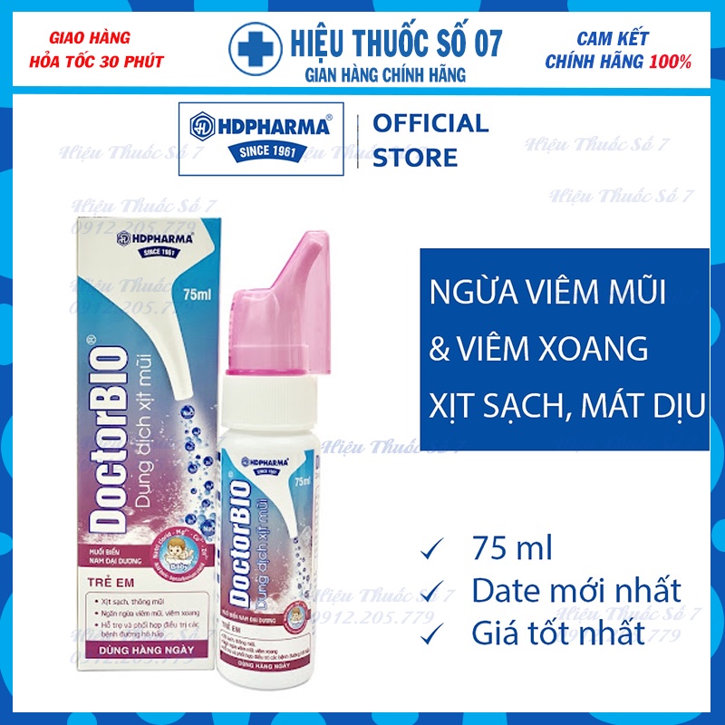 Xịt mũi Xisat, DoctorBIO chai 75ml - Nước Biển Sâu Sạch Thông Mũi - Ngăn Chặn Mầm Bệnh Xâm Nhập Qua Đường Hô Hấp