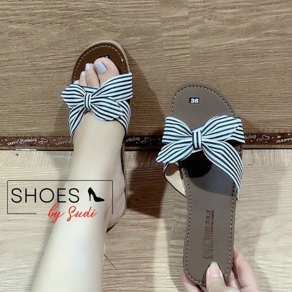 Lê nữ quai nơ chéo đủ màu đơn giản thời trang cho nữ mỏng nhẹ dép đi trong nhà , du lịch SUDI - SD025_AJA