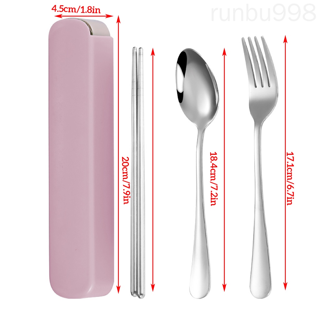Bộ dụng cụ ăn uống bằng thép không gỉ kèm hộp đựng tiện dụng cho học sinh / nhân viên văn phòng
