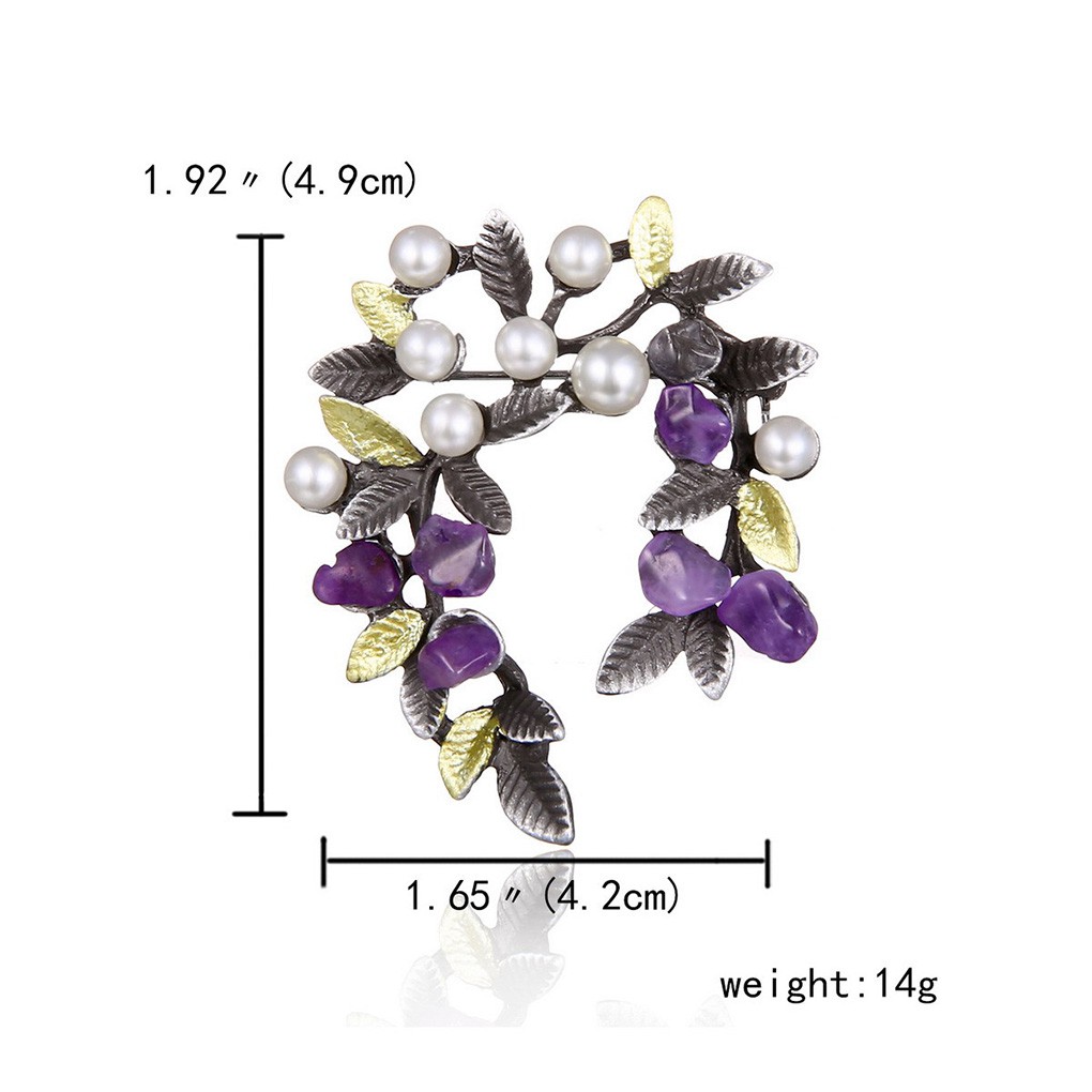 Ghim Cài Áo Hình Chiếc Lá Đính Ngọc Trai Nhân Tạo Thời Trang